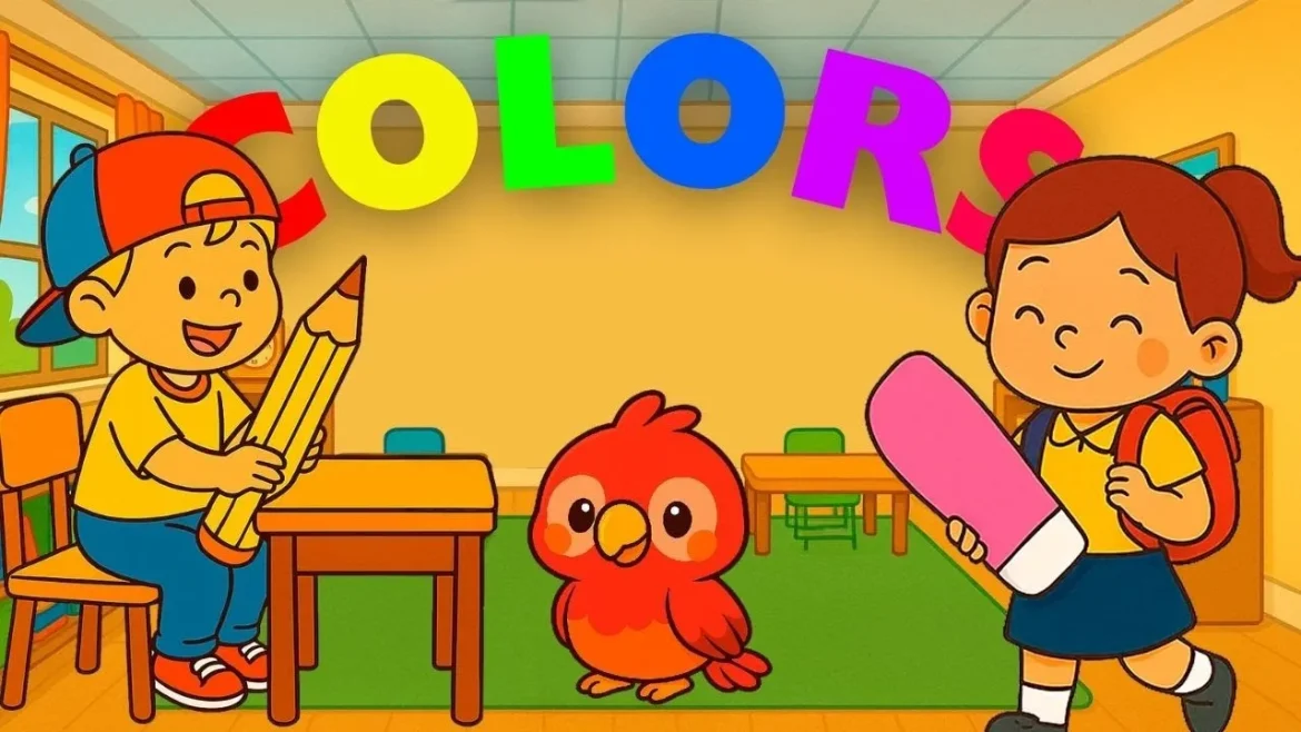 Kids learning primary colors